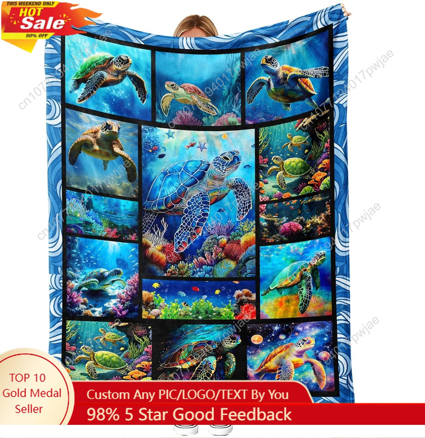 Sea Turtle Flannel Throw Blank - Home Textiles And Decor บทวิจารณ์และราคา