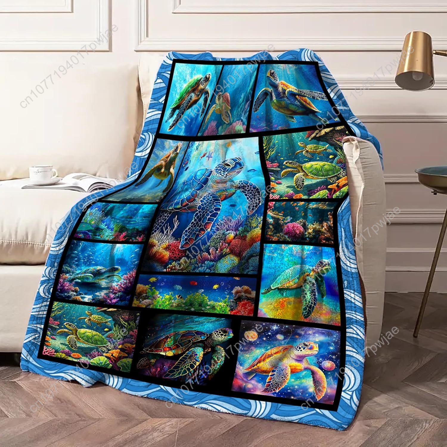 Sea Turtle Flannel Throw Blank - Home Textiles And Decor บทวิจารณ์และราคา