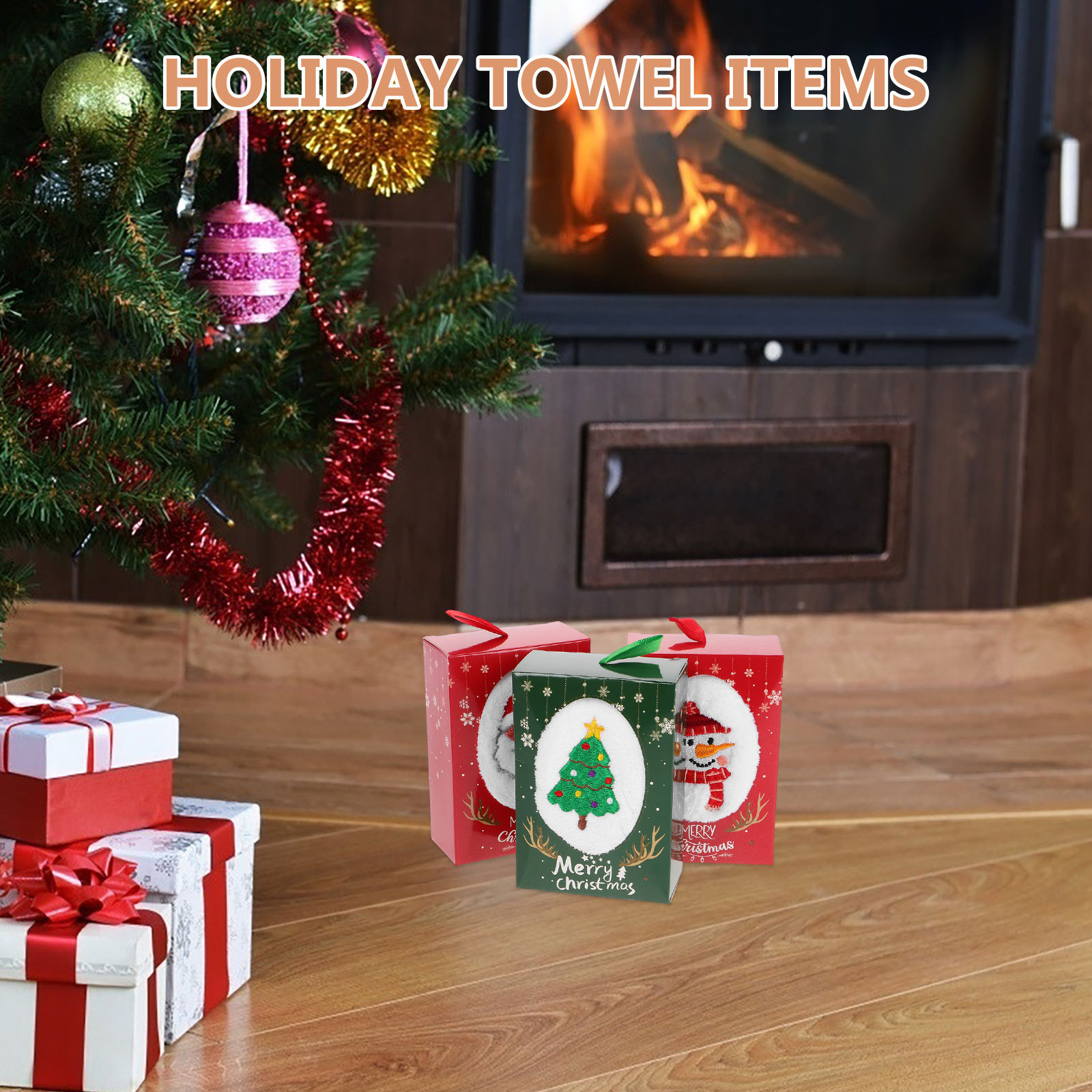 3Pcs Christmas Hand Towel Set  - Home Textiles Towel Set บทวิจารณ์และราคา