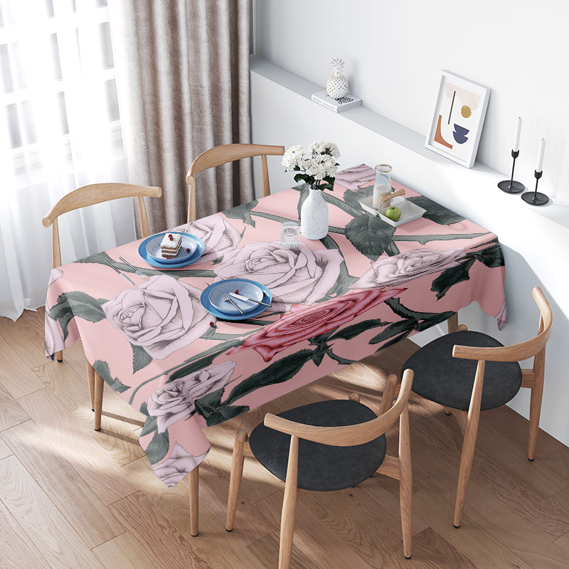 Pink Floral Tablecloth with Pi - Home Textiles Com บทวิจารณ์และราคา