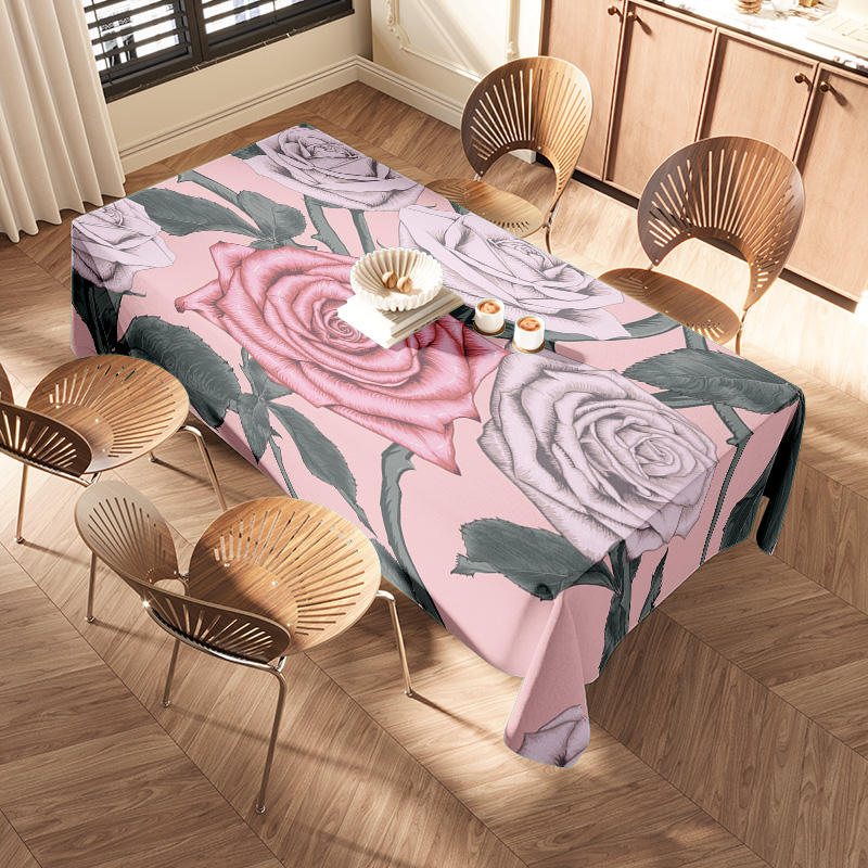 Pink Floral Tablecloth with Pi - Home Textiles Com บทวิจารณ์และราคา