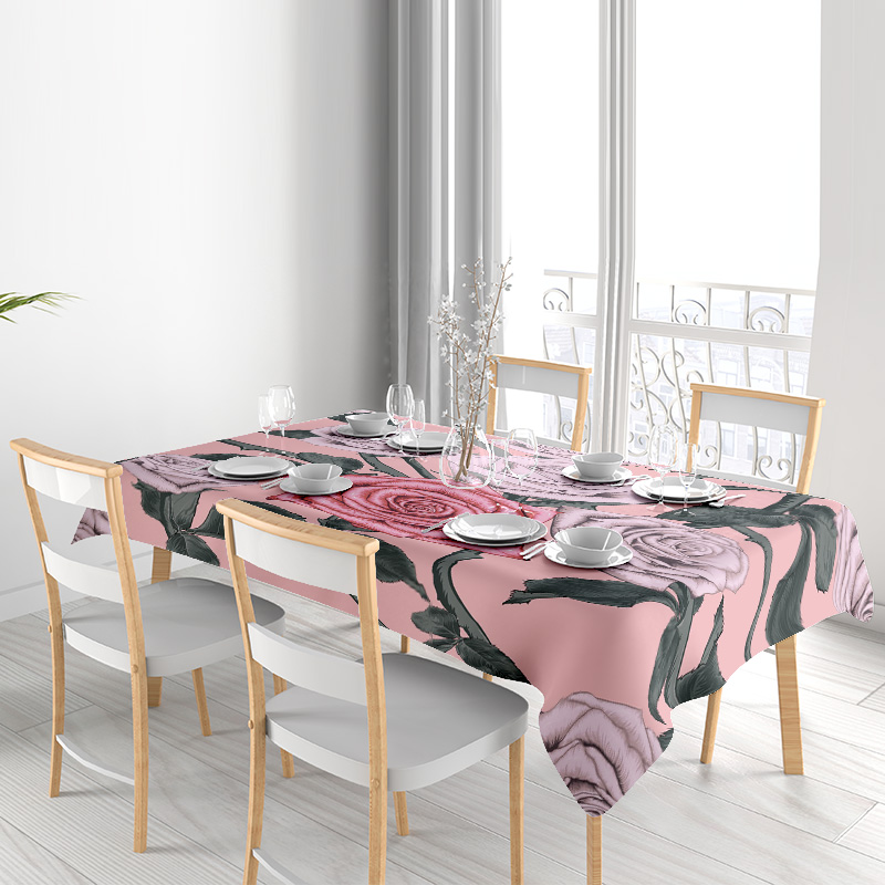 Pink Floral Tablecloth with Pi - Home Textiles Com บทวิจารณ์และราคา