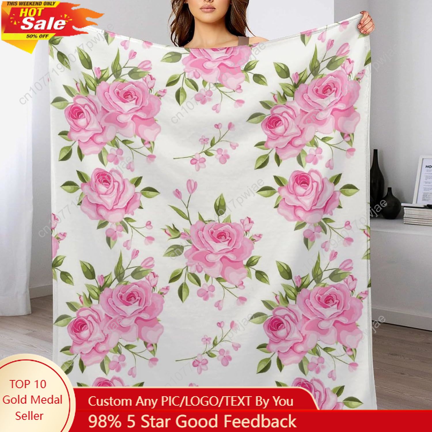 Pink Flower Throw Blanket Flor - Home Textiles And Decor บทวิจารณ์และราคา