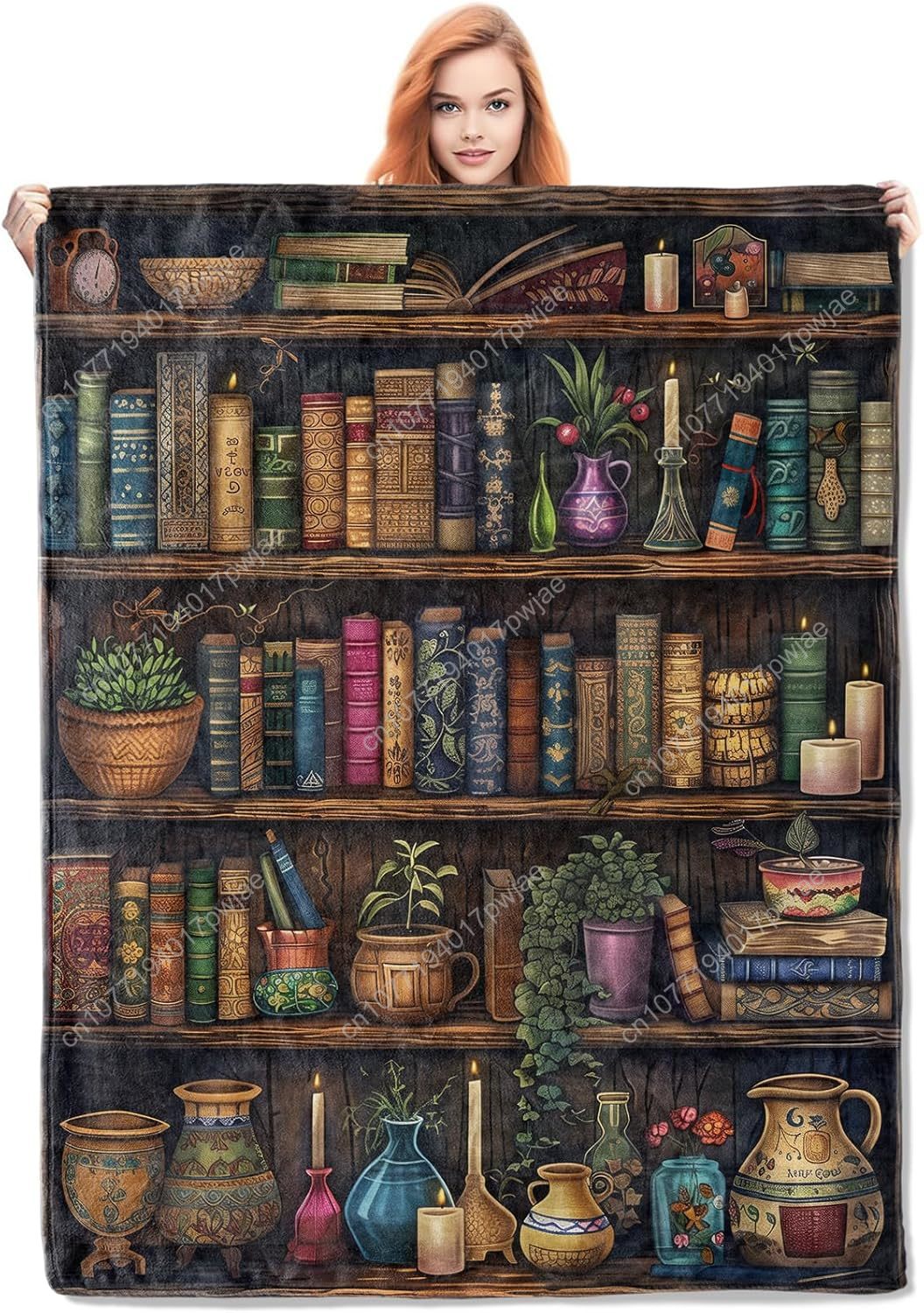 Vintage Bookshelf Blanket Read - Home Textiles And Decor บทวิจารณ์และราคา