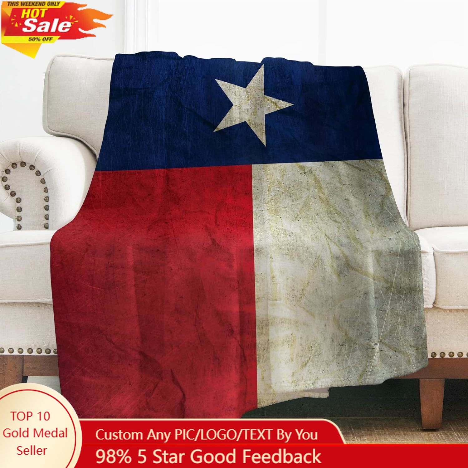 Levens Texas Flag Throw Blanke - Home Textiles And Decor บทวิจารณ์และราคา
