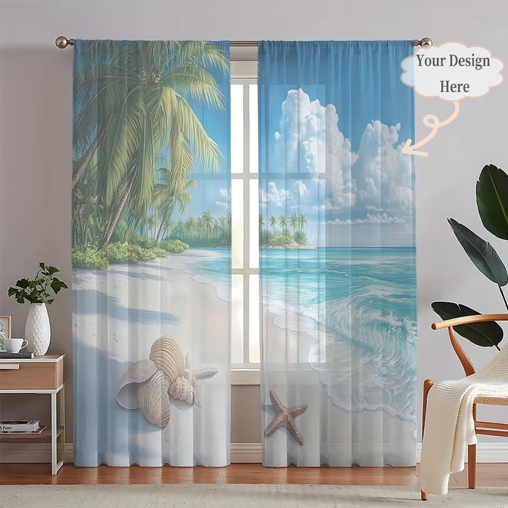 Custom 2D Flat 2pcs Sheer Curt - Home Textiles And Decor บทวิจารณ์และราคา