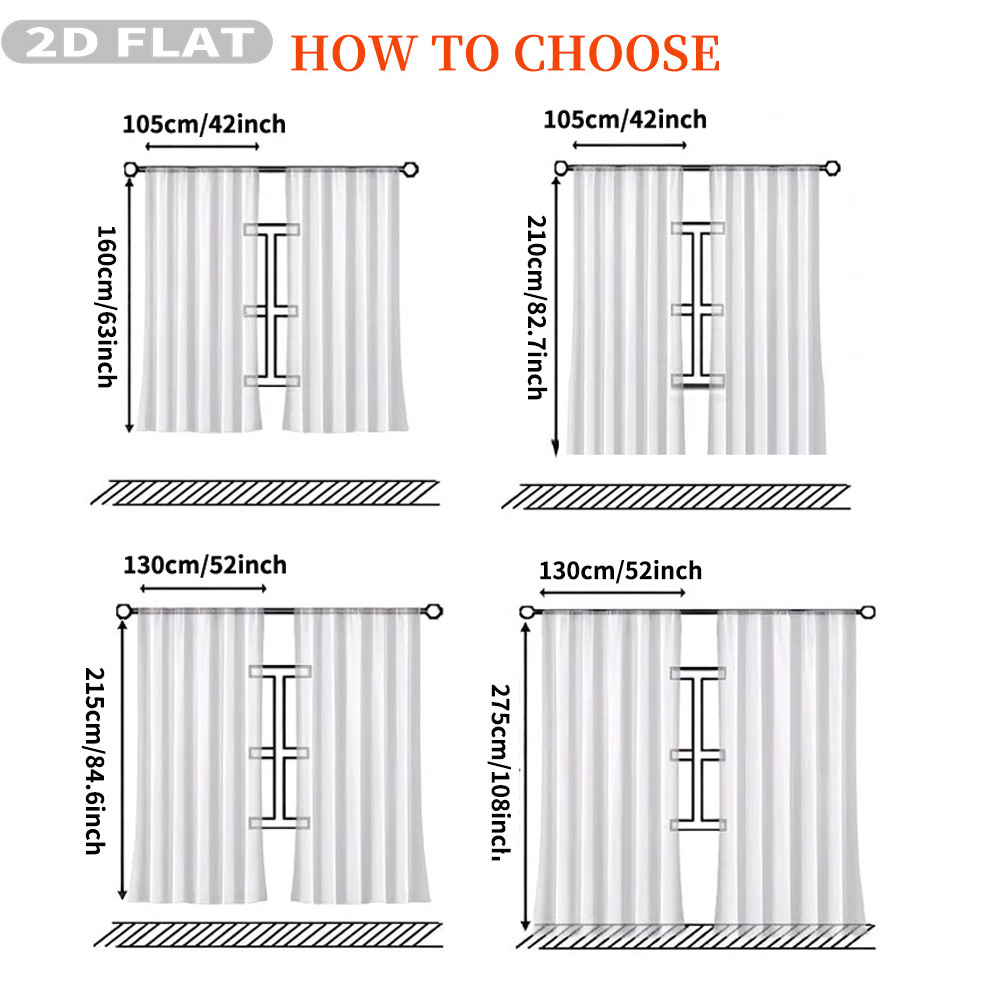 Custom 2D Flat 2pcs Sheer Curt - Home Textiles And Decor บทวิจารณ์และราคา