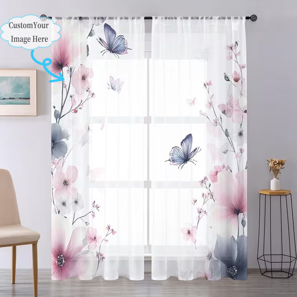 Custom 2D Flat 2pcs Sheer Curt - Home Textiles And Decor บทวิจารณ์และราคา