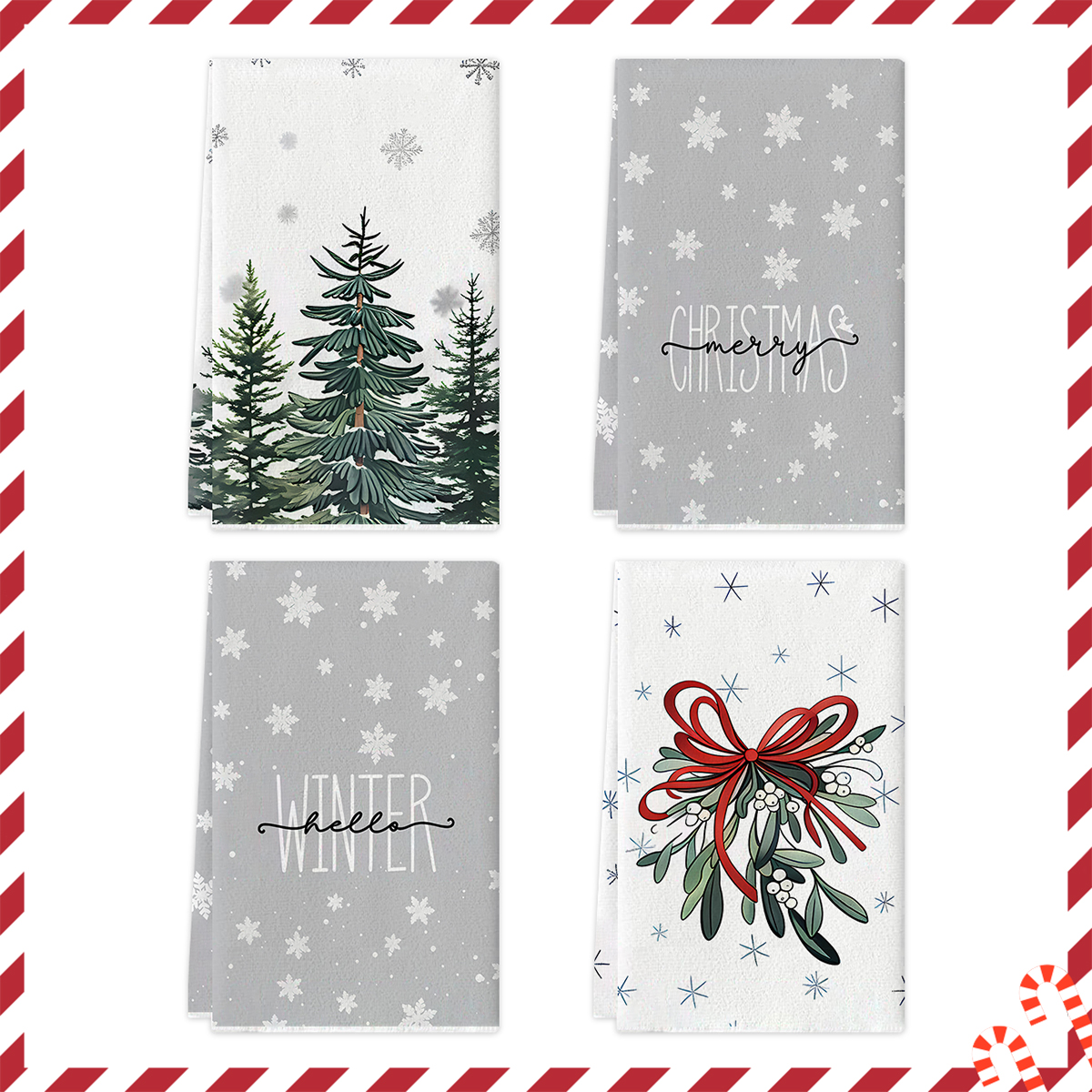 2/4/pcs Christmas Kitchen Towe - Home Textiles Towel Set บทวิจารณ์และราคา
