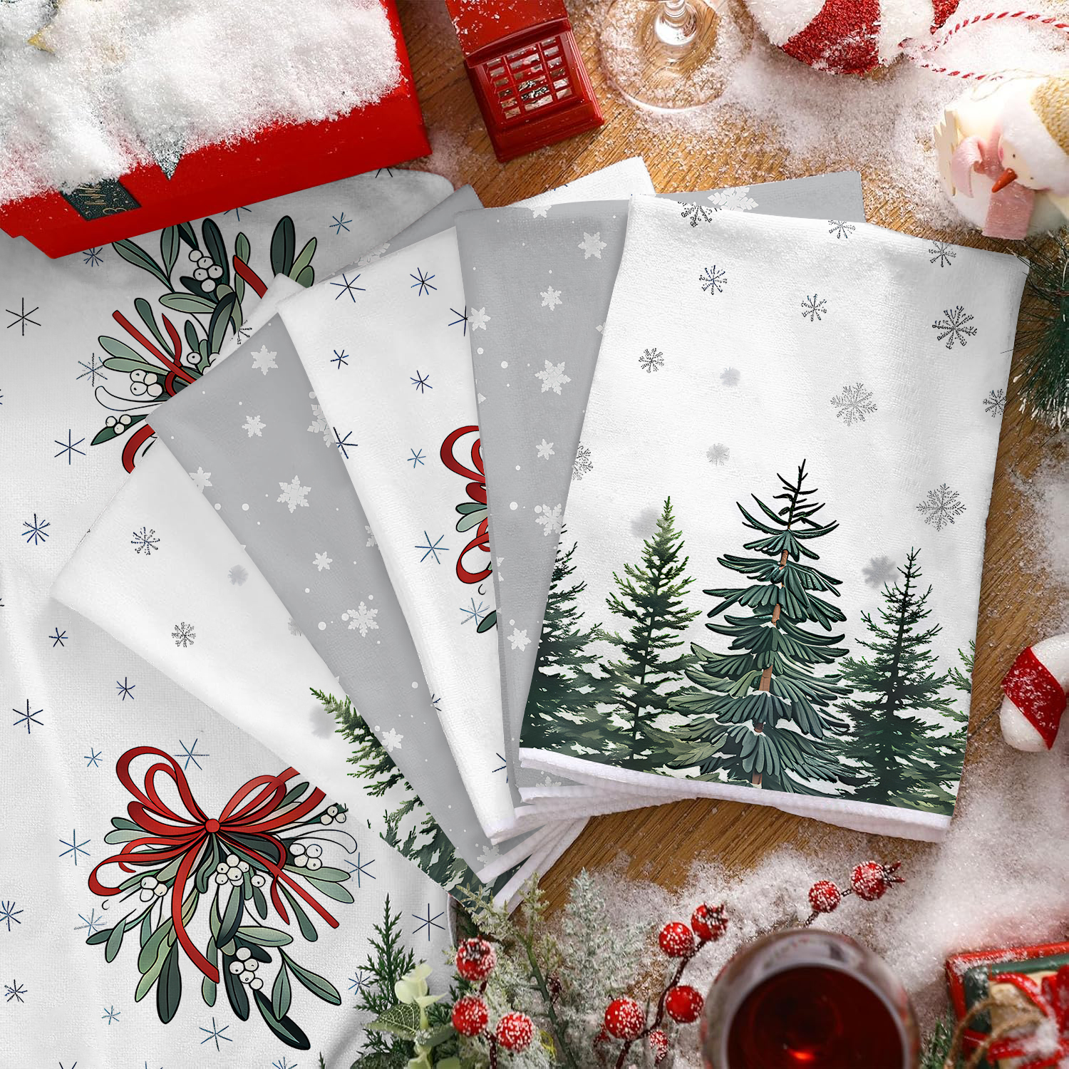 2/4/pcs Christmas Kitchen Towe - Home Textiles Towel Set บทวิจารณ์และราคา