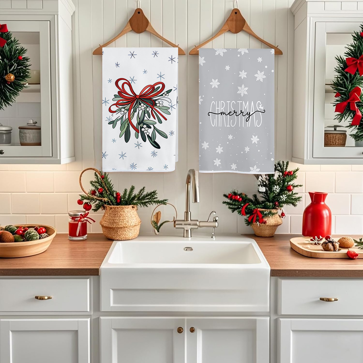 2/4/pcs Christmas Kitchen Towe - Home Textiles Towel Set บทวิจารณ์และราคา