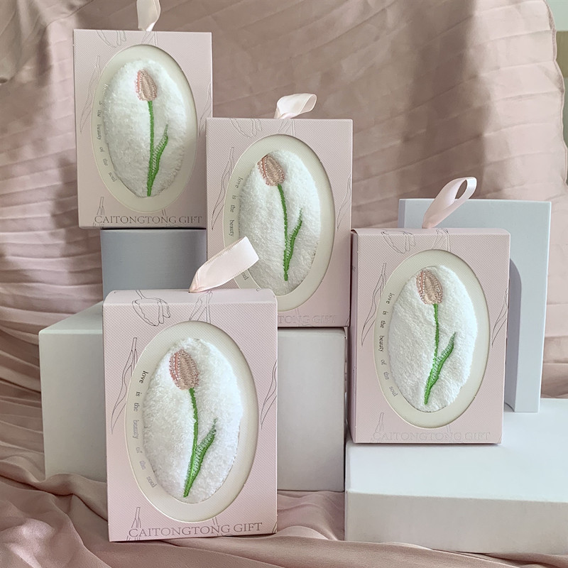 Embroidered Tulip Hand Towel S - Home Textiles Towel Set บทวิจารณ์และราคา