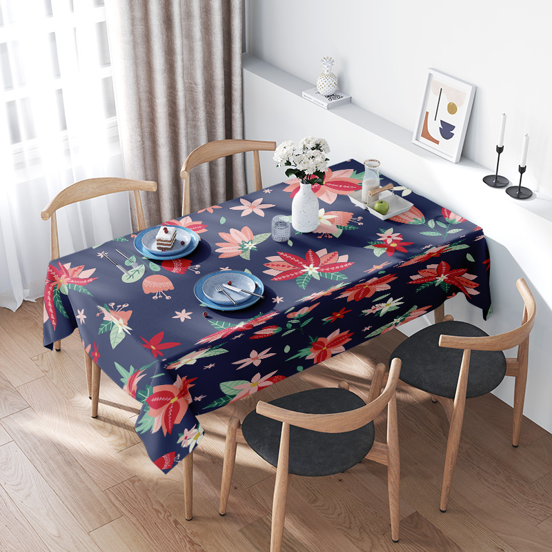 Blue Floral TableclothModern P - Home Textiles Com บทวิจารณ์และราคา