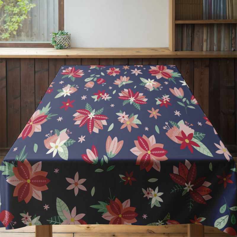 Blue Floral TableclothModern P - Home Textiles Com บทวิจารณ์และราคา