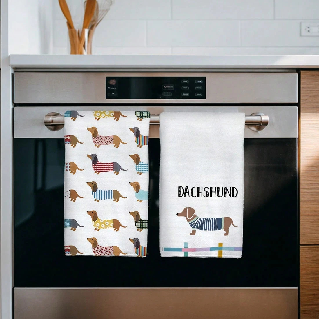 2PC Watercolor Cartoon Dachshu - Home Textiles Towel Set บทวิจารณ์และราคา