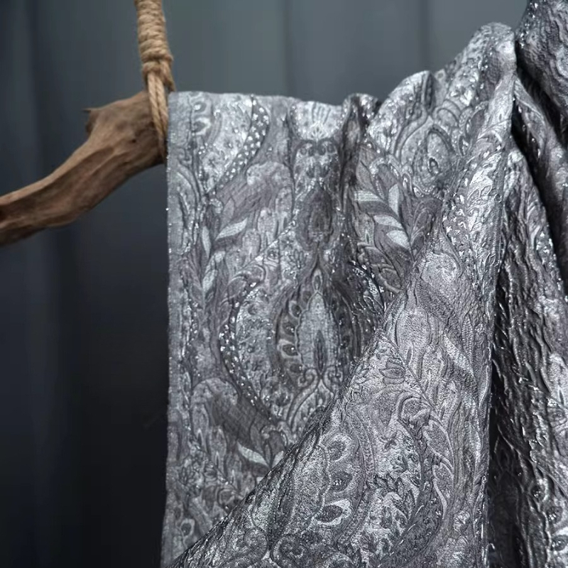 Gray Court Style Shiny Jacquar - Home Textiles Curtains บทวิจารณ์และราคา