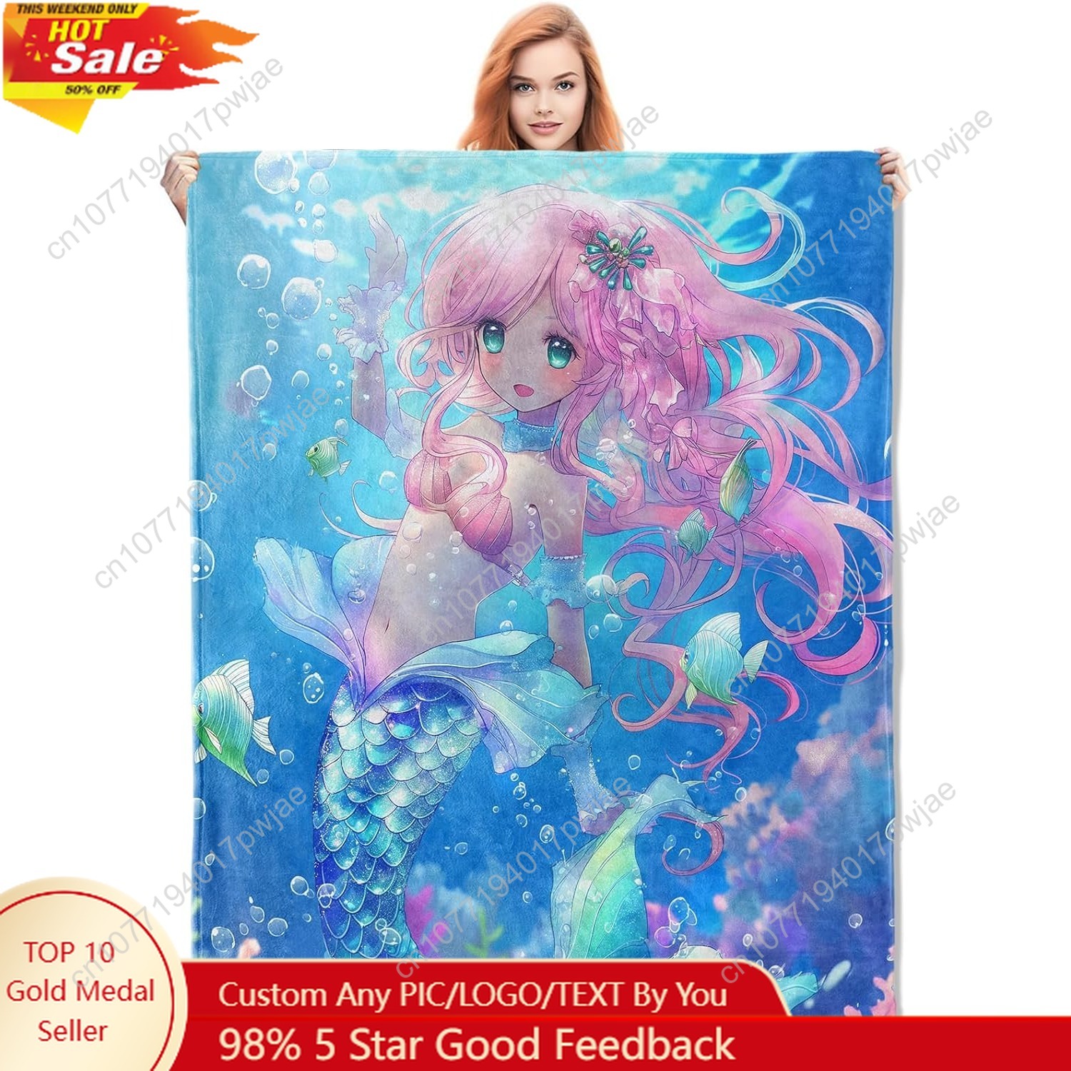 Cute Mermaid Blanket Cartoon F - Home Textiles And Decor บทวิจารณ์และราคา