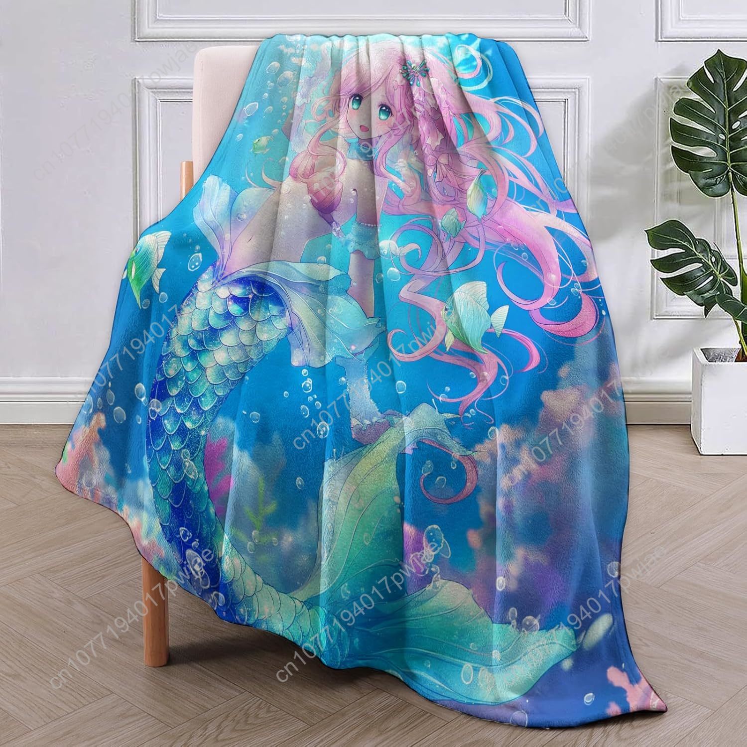 Cute Mermaid Blanket Cartoon F - Home Textiles And Decor บทวิจารณ์และราคา