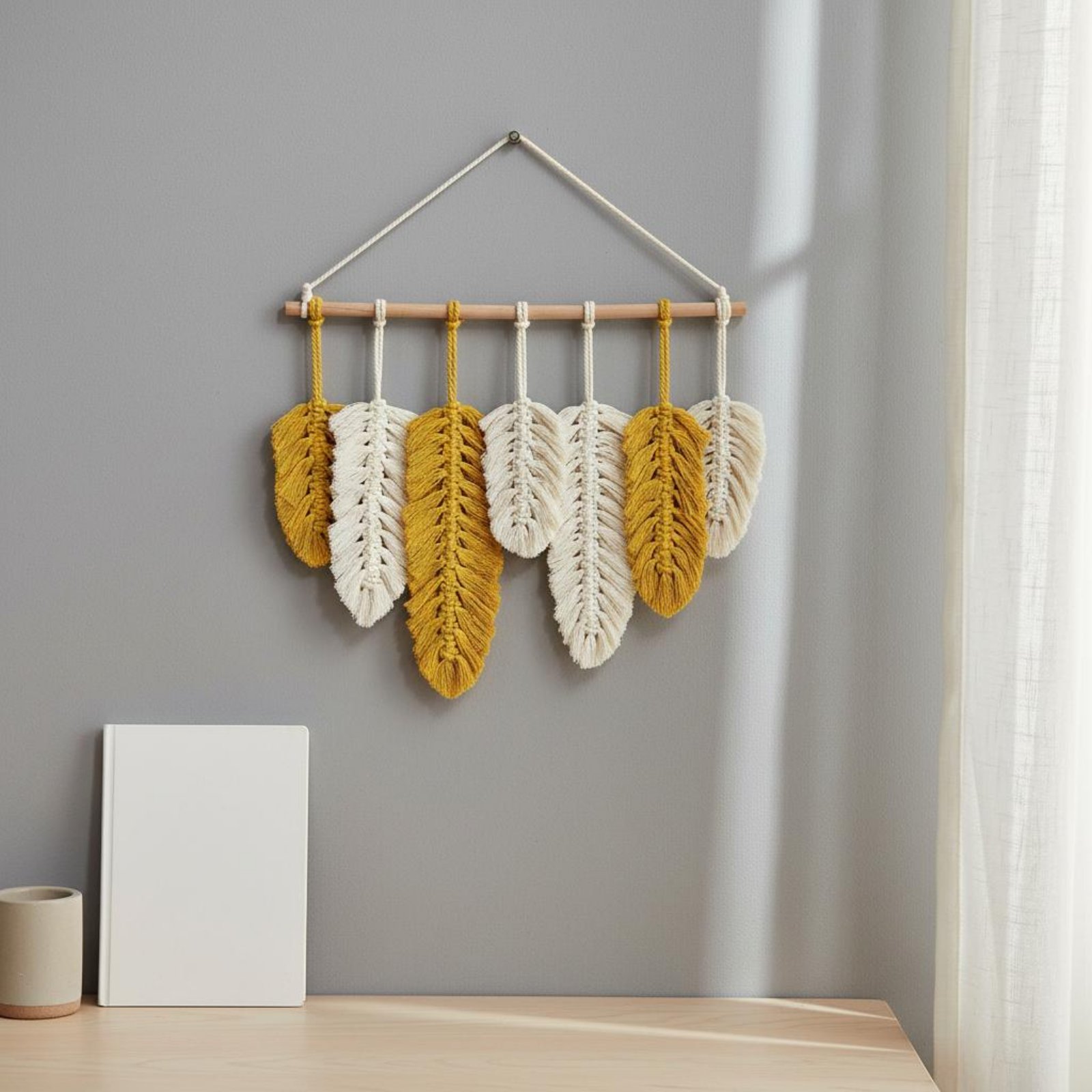 Macrame Feather Wall Hanging H - Home Textiles And Decor บทวิจารณ์และราคา